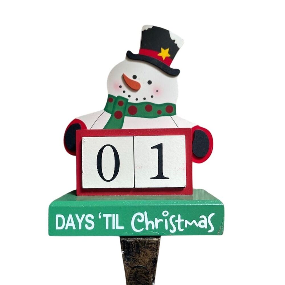 Wooden Snowman Christmas Countdown Calendar Door Advent Kids Decor White
